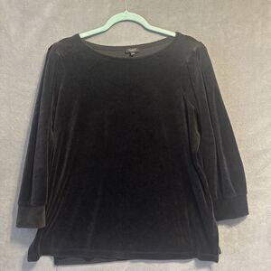 Talbots Velvet Puff Sleeve Top Blouse Women Plus Petite Size 1X Black Whimsigoth